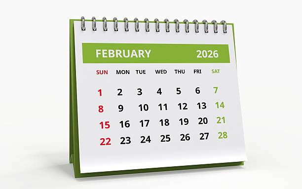 istock February 2026 Desktop Calendar Display on a White Background 2250743030