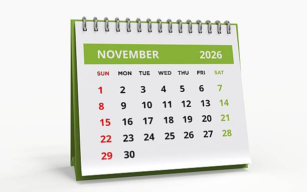 istock November 2026 Desktop Calendar Display on a White Background 2250744171