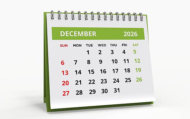 istock December 2026 Desktop Calendar Display on a White Background 2250744172