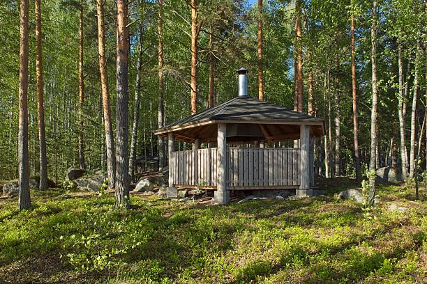 istock Wooden tourist shelter. 2250746899