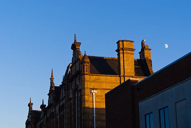 Close-up of Municipal Buildings at sundown