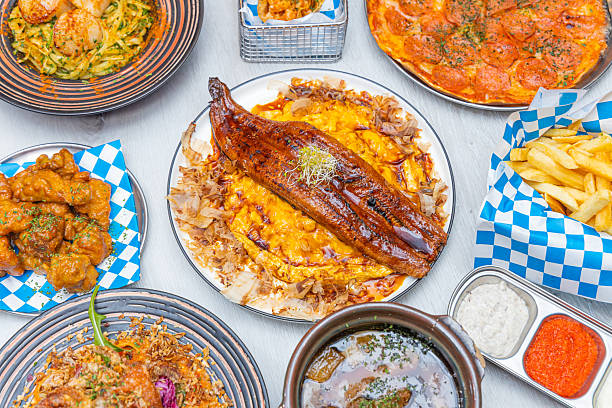 istock fusion dining platter with grilled eel and pizza 2250751416