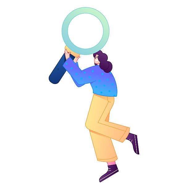 istock Vector illustration of a person holding a magnifying glass searching, studying, and observing. 2250753164