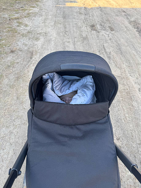 istock Peaceful baby sleeping in stroller during daytime walk outdoors 2250755810
