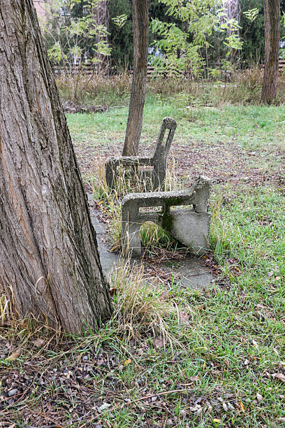 istock Abandoned Concrete Benches In Overgrown City Park 2250759170