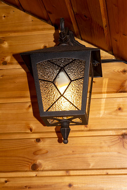 istock Glowing Black Lamp Under the Roof, Bottom View 2250759931