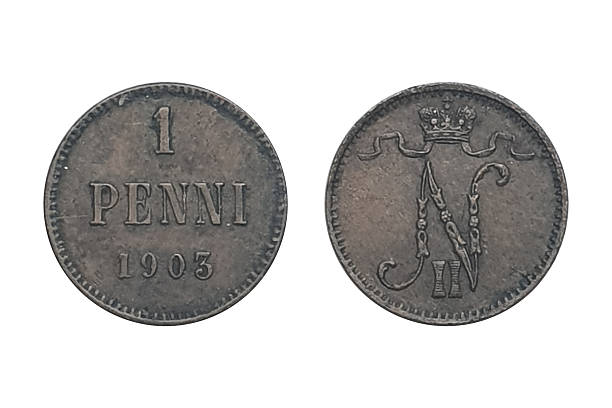 istock 1 Penni Coin 1903 – Obverse and Reverse on White Background 2250766225