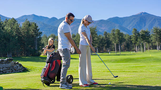 istock Family enjoying golf lesson on mountain course 2250766986