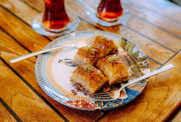 istock Turkish Baklava On Plate With Tea In Istanbul 2250767286