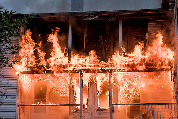 istock Two Story house with decks engulfed in flames 2250773109