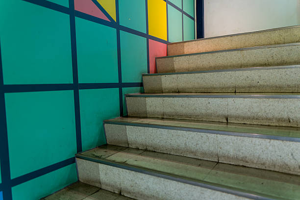 istock Minimal Staircase Texture with Metal Handrails 2250778015