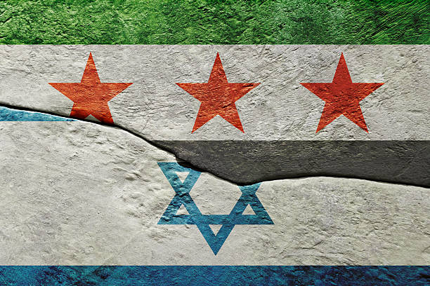 istock Syria and Israel flags cracking, showing division and conflict 2250778479
