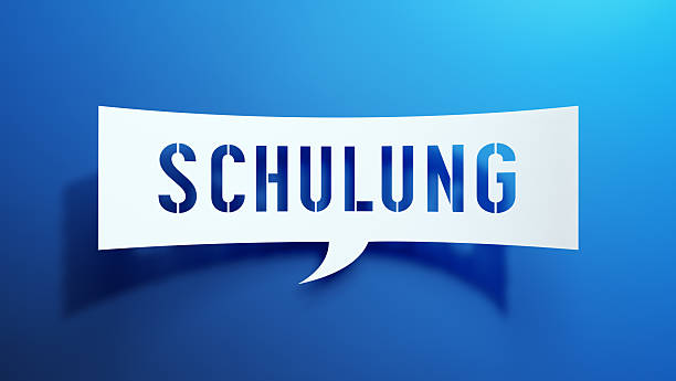 istock 3D Cut-Out Paper Speech Bubble with “SCHULUNG” Text 2250781023