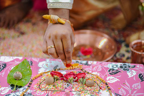 istock Traditional Indian Wedding Ritual with Turmeric Thread and Sacred Items 2250781323