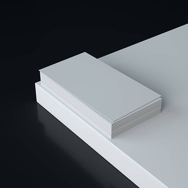 istock White Business Card Stack on Black Glossy Background — 3D Minimal Mockup 2250781617