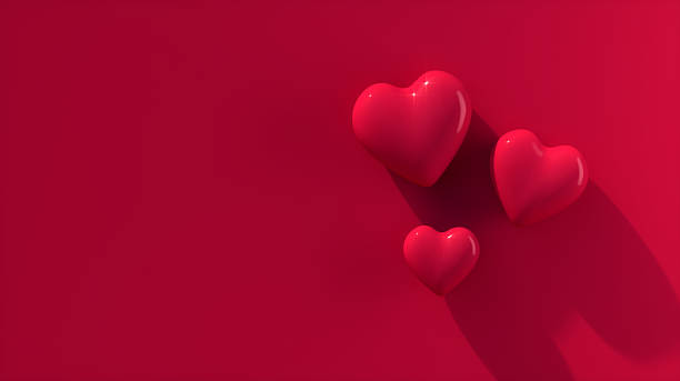 istock Three Red Glossy Hearts on Viva Magenta Background 3D Render 2250781728