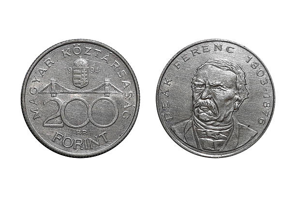 istock 200 Forint 1994 Hungarian Coin – Obverse and Reverse on White Background 2250784821