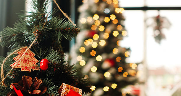 istock Christmas Tree Decor with Warm Holiday Lights and Ornaments 2250803493