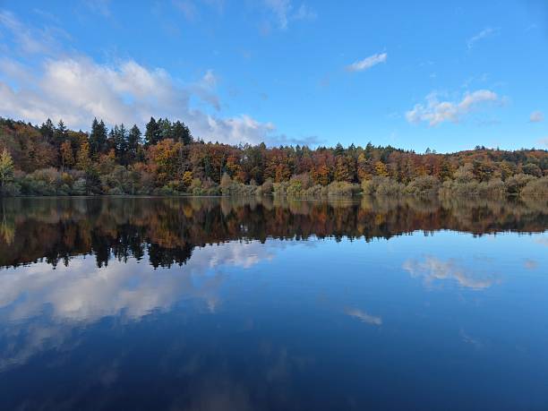 istock Autumn Forest Mirror Reflection on Calm Lake at Buchensee 2250809584