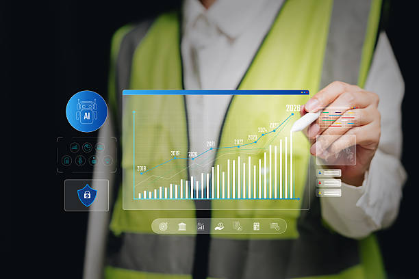 istock Business growth concept, worker pointing digital AI analytics chart showing rising trend, data-driven planning, performance tracking, strategic development, productivity improvement. 2250816401