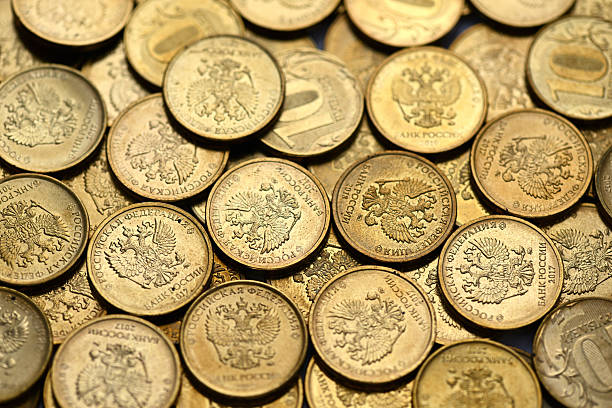 istock Gold Russian ruble coins background 2250817961
