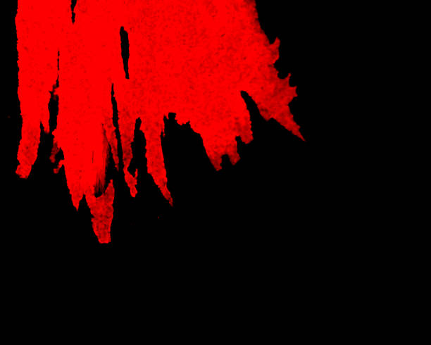 Vivid Red Watercolor Brush Stroke on Black Background