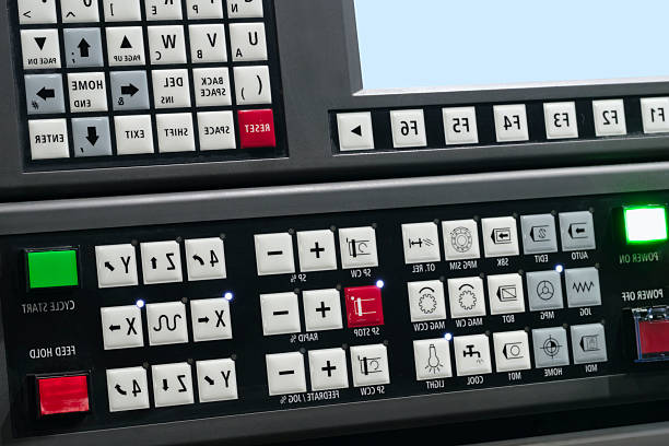 istock Large control panel of a modern industrial CNC metalworking machine, industrial concept background 2250825784
