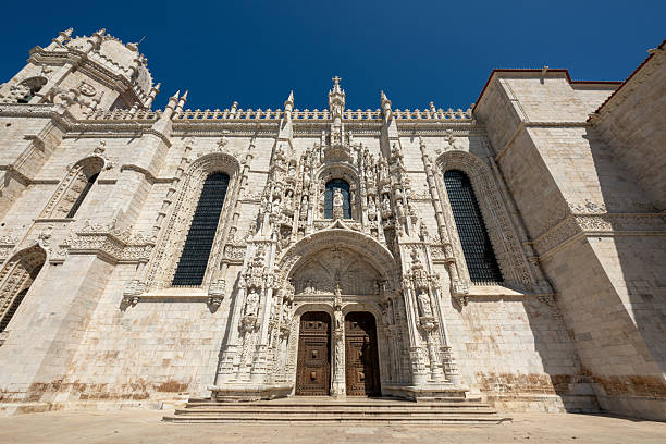 Jeronimos Monastery, Lisbon, Portugal. It is a former monastery of the Order of Saint Jerome near the Tagus river in the parish of Belem.