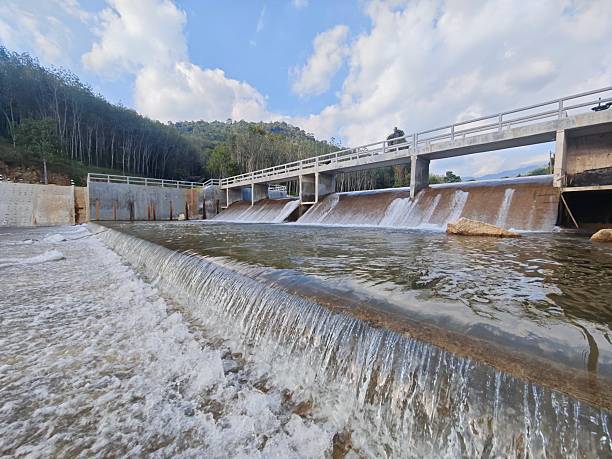 istock Khlong Wang Heep 1 Weir (Kuan Than) is a spillway with a pleasant atmosphere, perfect for relaxing. 2250843549