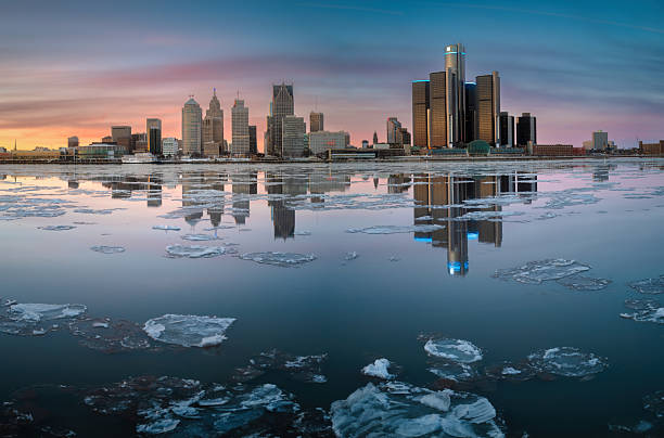 istock Detroit - Winter Skyline at Dusk 2250846033