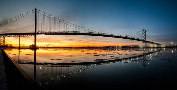 The Ambassador bridge links Detroit, Michigan with Windsor, Ontario.  It is one of the busiest trade routes in North America.