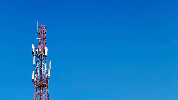 istock Telecommunication Cellular Tower Against Clear Bright Blue Sky Background 2250857098