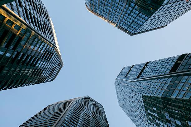 istock Low-angle view of four Frankfurt skyscrapers. 2250864519