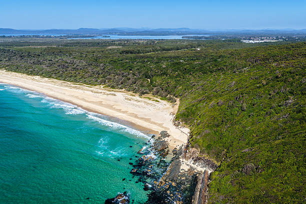 istock Aerial image capturing Janies Corner at Seven Mile Beach in Forster 2250877117
