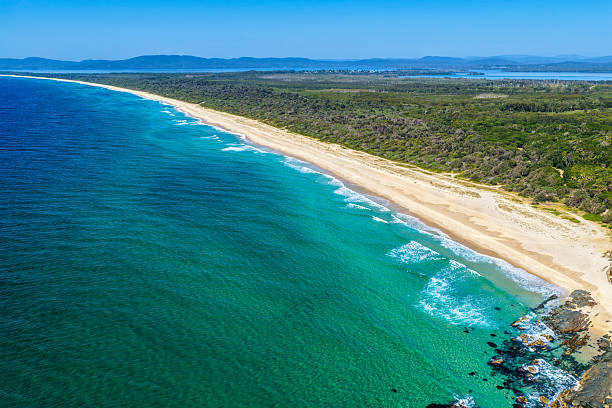 istock Aerial image capturing Janies Corner at Seven Mile Beach in Forster 2250877119