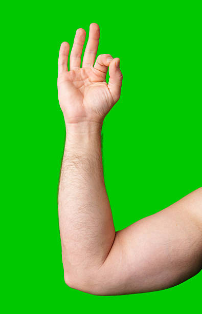 A hand making an okay gesture against a bright green background