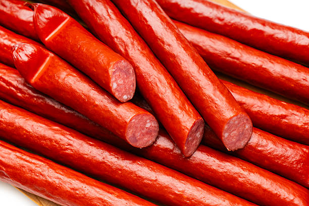 istock Smoked sausages close-up 2250887819