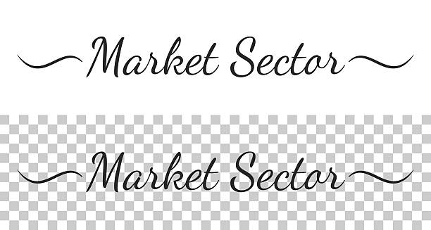 Market Sector. Trendy calligraphy text with swashes on the sides. Handwritten text in black ink, isolated on white and transparent backgrounds for your own design. Vector Illustration (EPS file, well layered and grouped). Easy to edit, manipulate, resize or colorize. Vector and Jpeg file of different sizes.