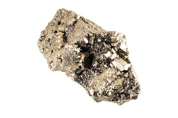 Druse of shiny cubic crystals. The mineral pyrite or iron pyrite, also known as fools gold, is an iron sulfide