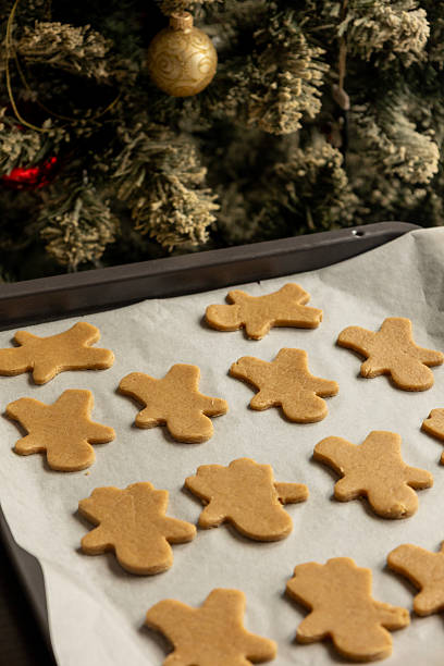 istock Raw Gingerbread Cookies in Tray – Holiday Baking Preparation 2250890493