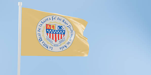 Santa Fe, New Mexico flag of silk-3D illustration. 3d render.