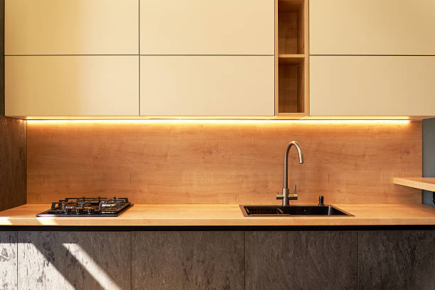 istock Modern kitchen design with sleek cabinets and stylish sink 2250892697