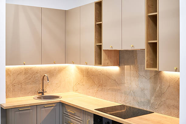 istock Modern kitchen design with sleek cabinets and stylish sink 2250897446