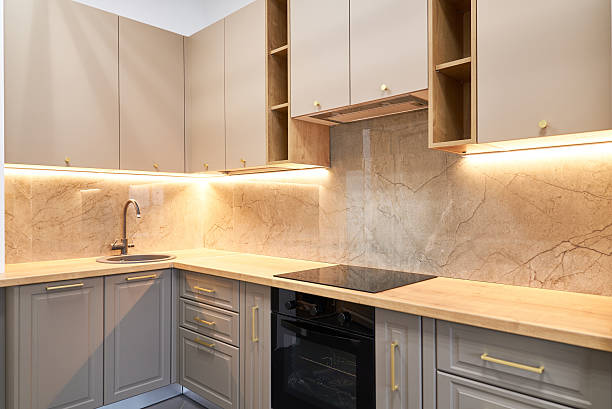 istock Modern kitchen design with sleek cabinets and stylish sink 2250897463