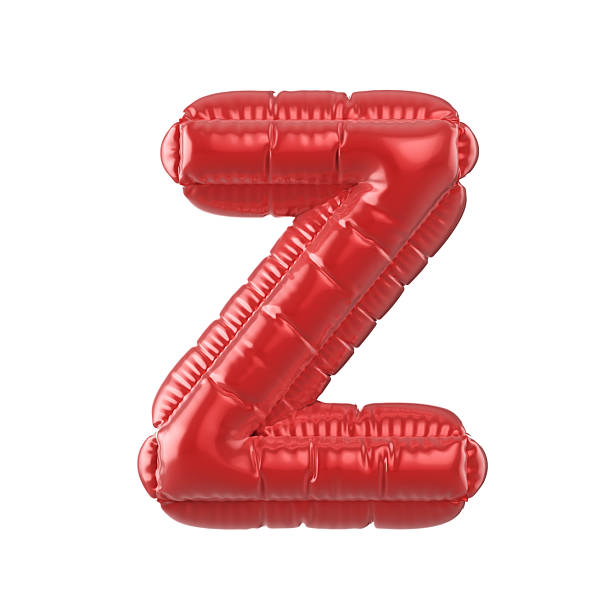 3d Render Red Letter Z Text in balloon shape (Object + Shadow Clipping path)