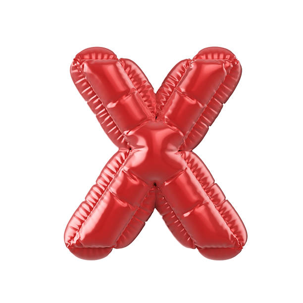 3d Render Red Letter X Text in balloon shape (Object + Shadow Clipping path)