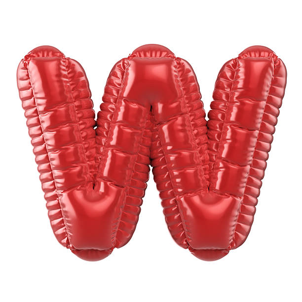 3d Render Red Letter W Text in balloon shape (Object + Shadow Clipping path)