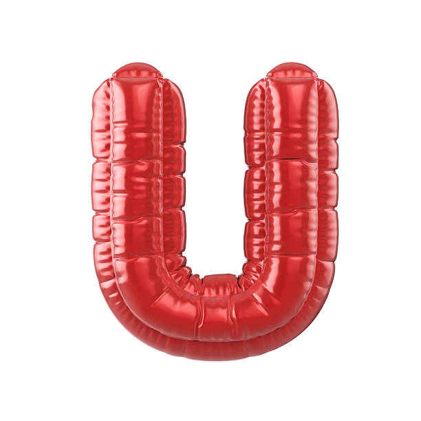 3d Render Red Letter U Text in balloon shape (Object + Shadow Clipping path)