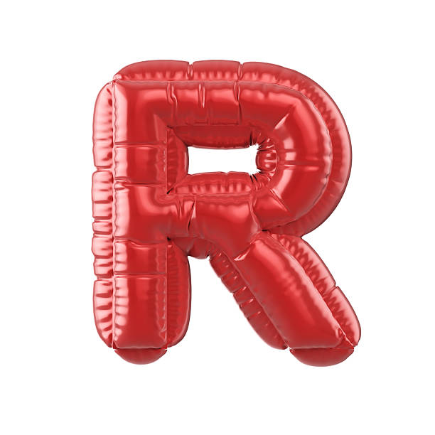 3d Render Red Letter R Text in balloon shape (Object + Shadow Clipping path)