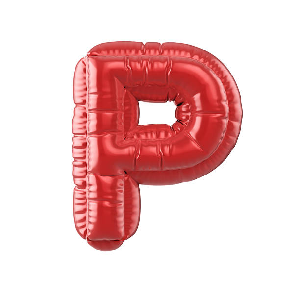 3d Render Red Letter P Text in balloon shape (Object + Shadow Clipping path)